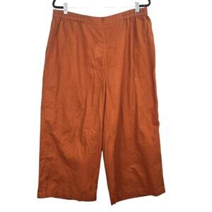 Gudrun Sjoden Wide Leg Lightweight Cotton Pull On Pants Rust Stripe XL Boho